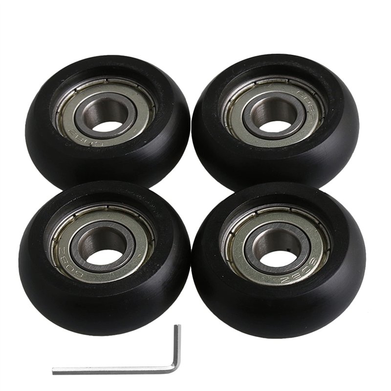 BQLZR 8 x 32 x 12 mm Noir Plastique Roulement en acier à roulement à billes Guide Poulie Rouleau ronde de roue jusqu'à 191 kg po