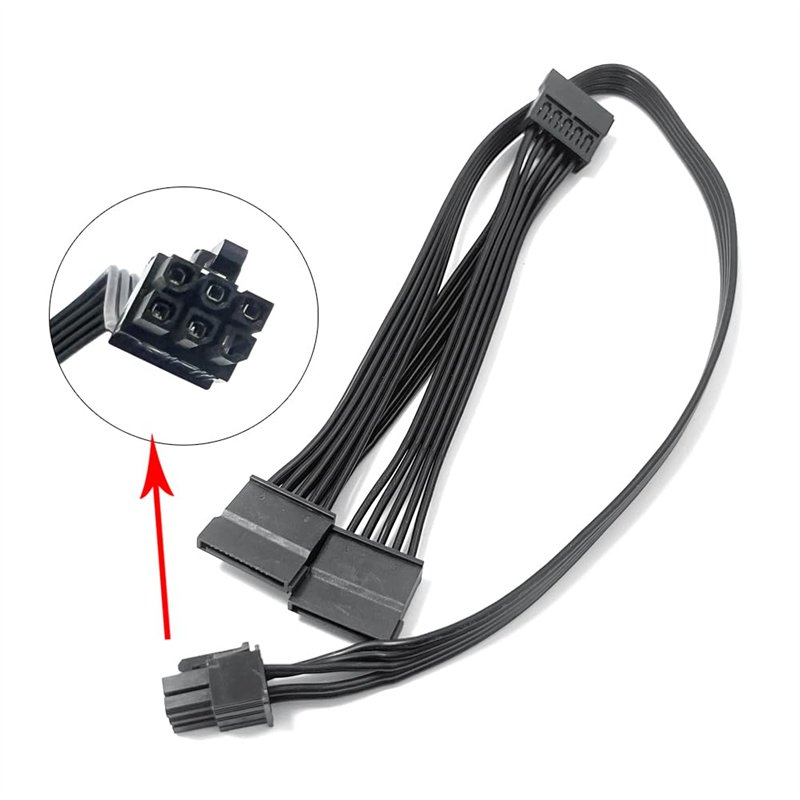 Image secondaire de Gintai Modulaire Source de Courant PCI-e 6 Broches à 3X 15 Broches PSU SATA Disque Dur Adaptateur Secteur Câble pour Seasonic Co