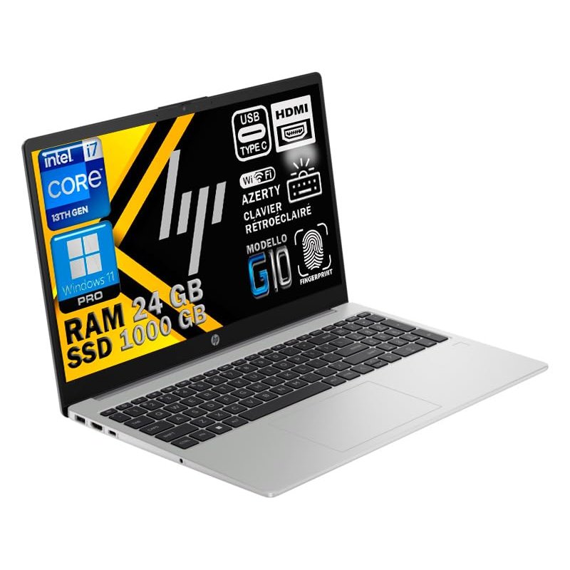 Image secondaire de HP 250 G10 Ordinateur Portable Professionnel Intel Core i7 13ᵉ Gén, RAM 24 Go DDR4, SSD 1To, Écran 15,6 Full HD, WiFi 6E, Copilo