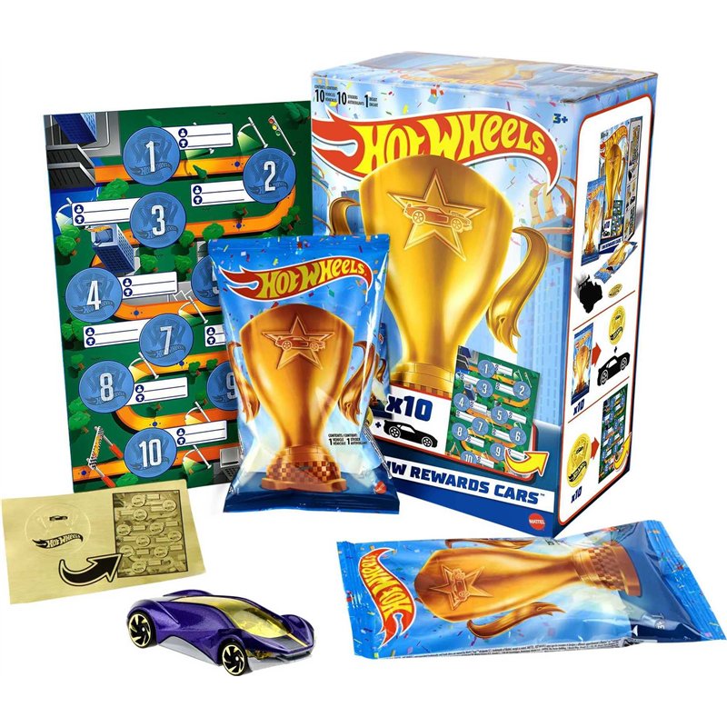 Hot Wheels Assortiment 10 Voitures Cadeaux à l’échelle 1/64 dans Un Emballage Individuel avec Autocollants dorés, à Collectionner