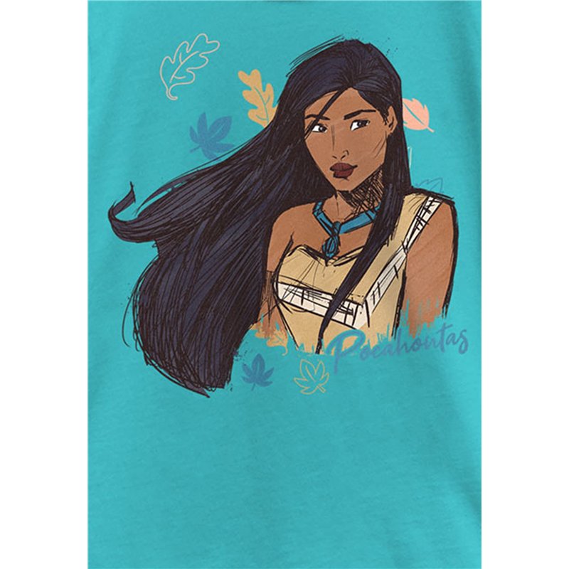 Image secondaire de Disney Princess Pocahontas Sketchy Girl's Solid Crew Thé Tahiti Blue, XS, Tahiti Blue, XS