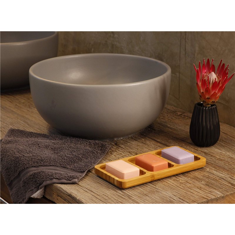 Image secondaire de Suuted Porte-Savon élégant à 3 Compartiments en Bois de Bambou Naturel pour Salle de Bain/Douche/Cuisine, avec évacuation de l'eau