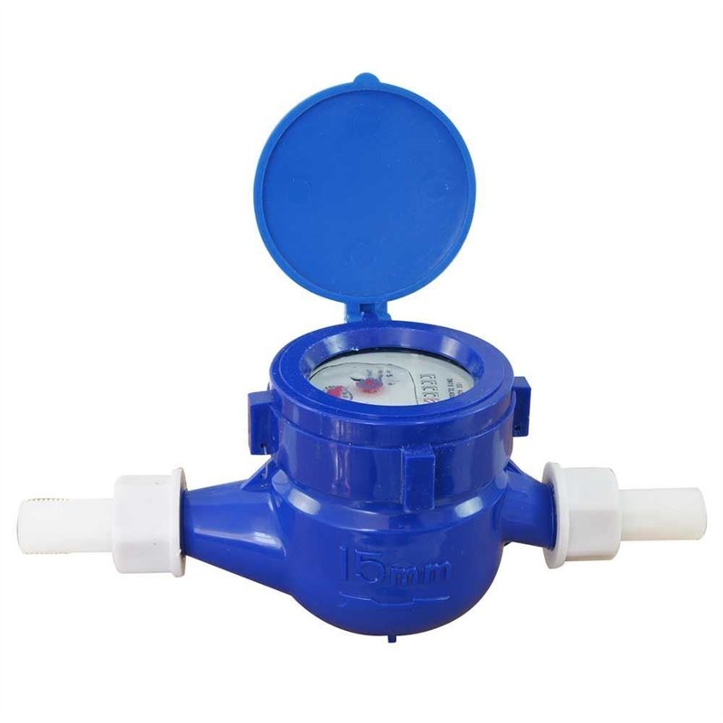 KATSU Compteur d'Eau Froide, Compteur de Mesure de débit d'Eau de Jardin en Plastique ABS 15 mm, Type Humide 15180515