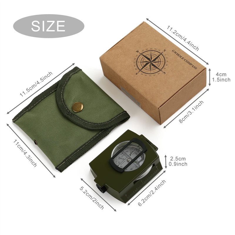 Image secondaire de GWHOLE Boussole Multifonctionnelle Professionnelle Orientation Militaire Portable en Métal pour Randonnée Camping Voyage Explora
