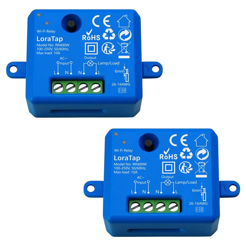 LoraTap Lot de 2 Interrupteur WiFi Alexa Sans Fil, MINI TAILLE, Récepteur 2500W 10A, Commutateur Connecté Intelligent, Commande