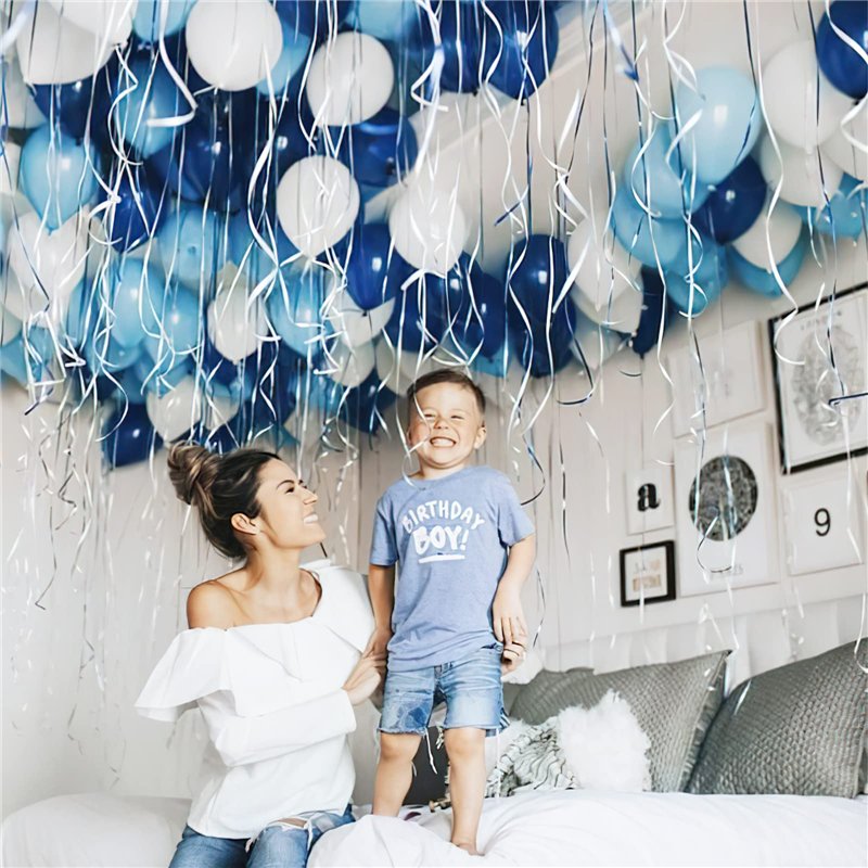 Image secondaire de PartyWoo Bleu Blanc Ballon, 100 pcs 12 Pouces Bleu Blanc Ballons pour Decoration Bapteme Garcon Ballons Fête, Ballons Latex, Bal