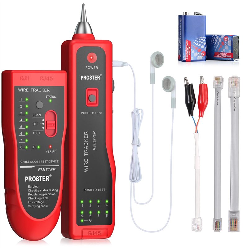 Traceur de Cable Electrique, Proster Wire Tracker RJ11 RJ45 Finder Ethernet LAN Multifonction Toner Tracer Réseau Collation de C