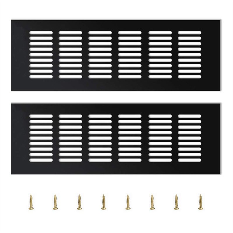 YQ 2 Pièces Grille Daération Extérieure,Grille Aeration Aluminium Grille Daération Extérieure Grille Aeration Reglable,Noir