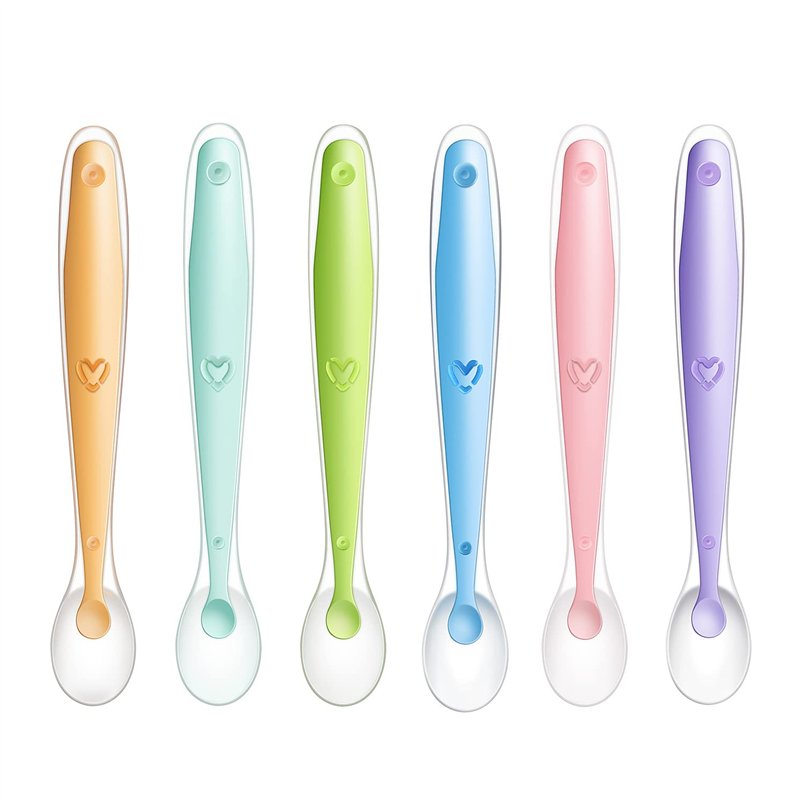 PandaEar Cuillères en Silicone pour bébé Enfants, Lot de 6 Cuillère à soupe avec embouts en silicone souple pour l'Alimentation
