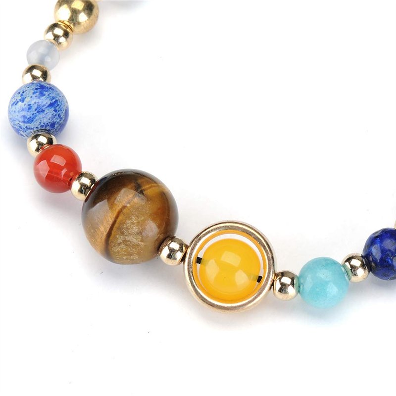 Image secondaire de Senlinmu Galaxy Système Solaire Bracelet Tressé Univers Les Neuf Planètes Étoile Pierre Naturelle Perles Bracelets Réglables Bra