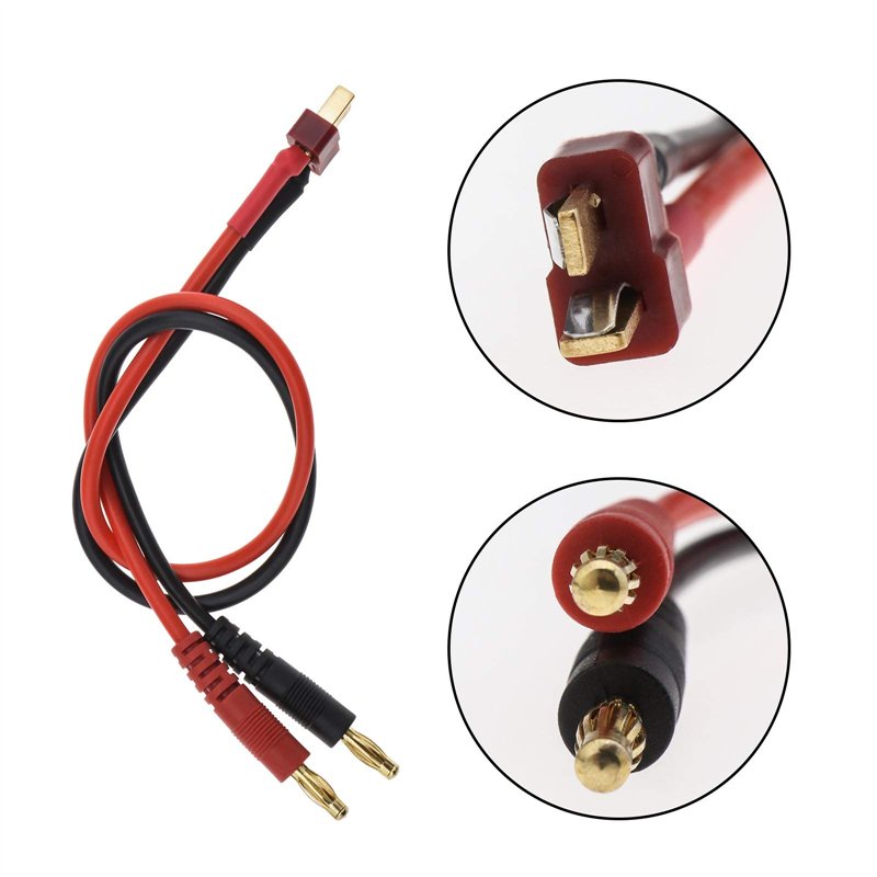 Image secondaire de be in your mind 2pcs Câble de Chargeur Banane T-Plug à 4mm Compatible pour Chargement de Batterie RC Lipo - 12 Pouces (14AWG)