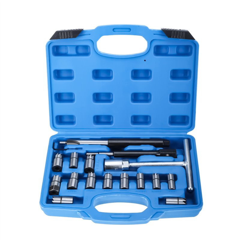 FreeTec 17 pièces Fraise Puit Injecteur, Jeu de Fraise Siege Injecteur Diesel, 17mm 19mm Fraise Injecteur Alesoir Injecteur mit