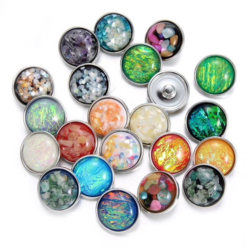 Image secondaire de Soleebee 24 pcs Bouton Pression en Cristal Coquille Opale Bijoux Charms de 20mm