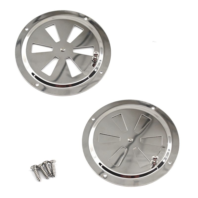 Lot de 2 grilles d'aération circulaires en acier inoxydable 316 Ø 12,7 cm