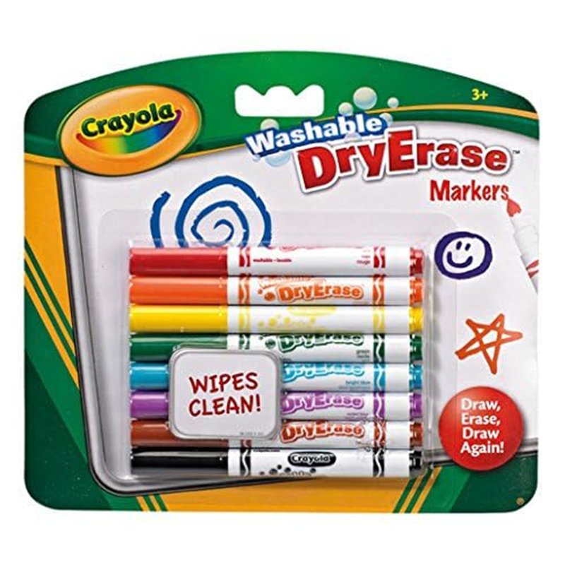 Image secondaire de CRAYOLA Washable Dry-Erase Markers - Assorted Colours (Pack of 8), Low Odour, Easy Wiping Colouring Fun!, Ideal for Kids Aged