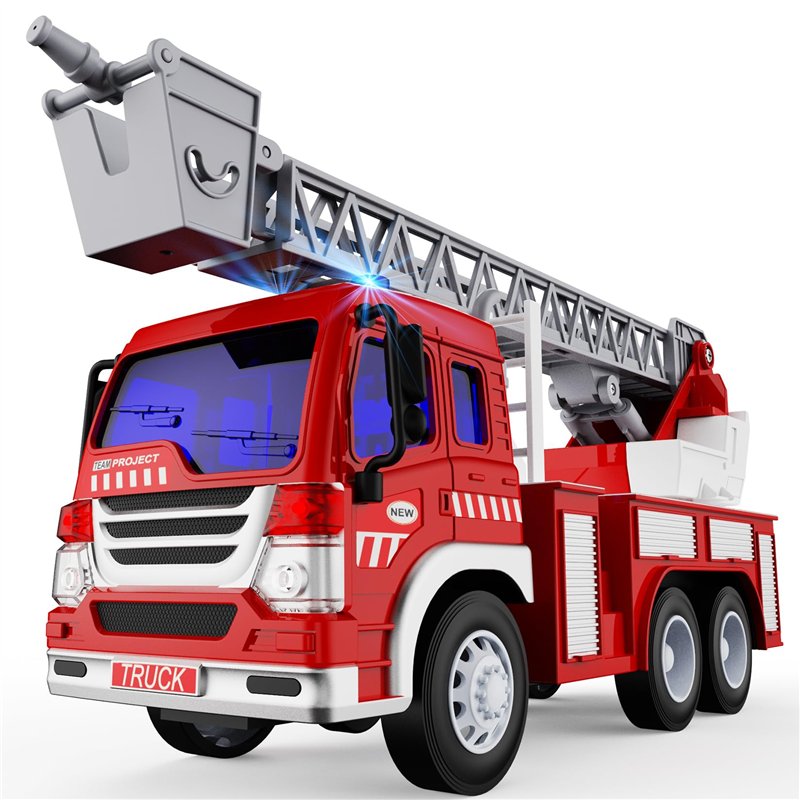 TOYABI Gros Camion de Pompier, XXL Grand Enfant Jouet avec Sonore, Lumineux et éChelle Pivotante de Sauvetage Extensible, Voitur