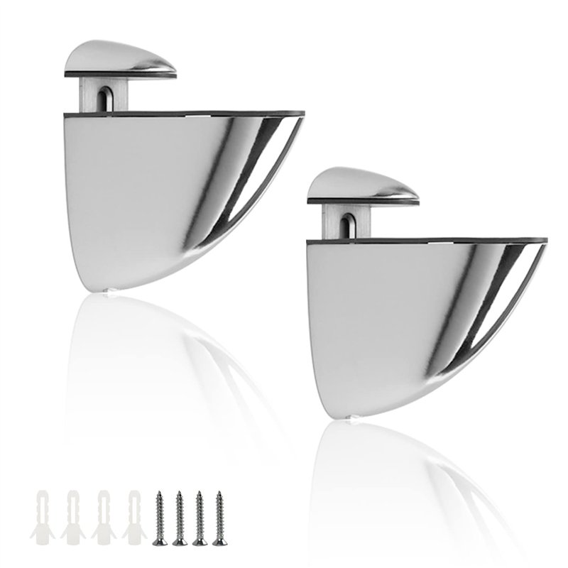 Equerre pour Etagere Murale, LERANXIN 2 Pinces en Verre à Fixation Murale Réglables Avec 4 Vis, Lisses et Stables, Verre de 3-10
