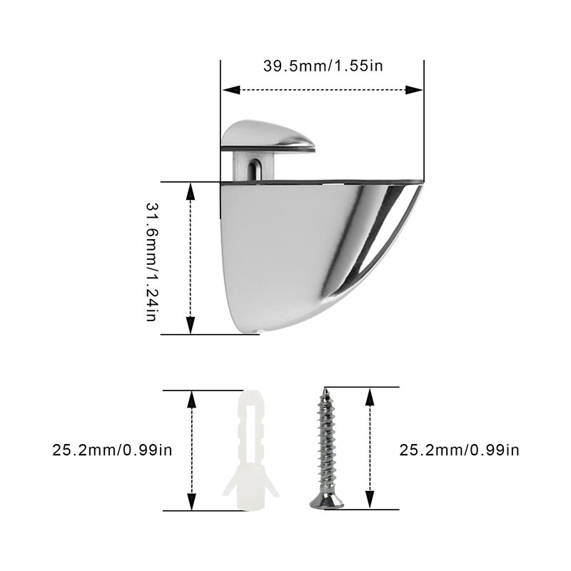 Image secondaire de Equerre pour Etagere Murale, LERANXIN 2 Pinces en Verre à Fixation Murale Réglables Avec 4 Vis, Lisses et Stables, Verre de 3-10