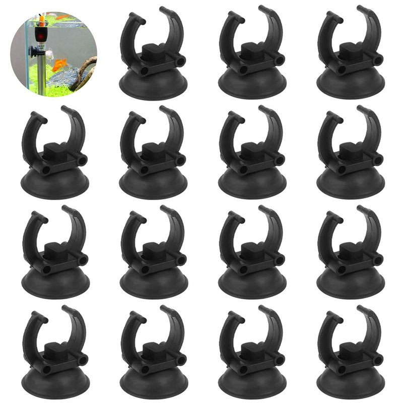Fulushou Ventouse Aquarium 24 Pièces Ventouse Aquarium Support Clips pour Chauffage Ventouse Aquarium Plastique Noir pour Tube d