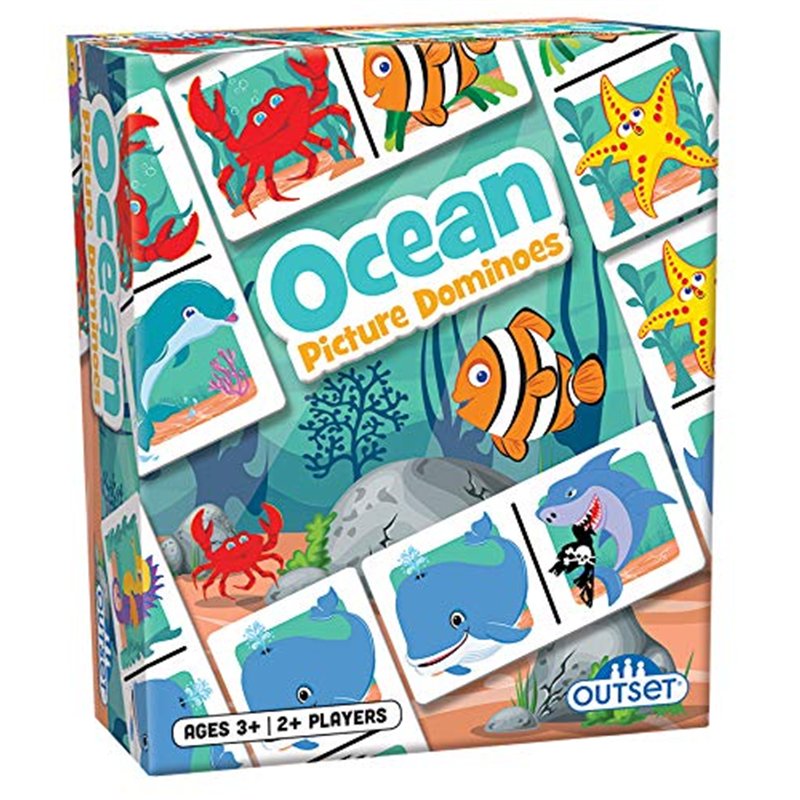 Picture Dominos : jeu assorti sur le thème de l'océan pour enfants d'âge préscolaire – Contient 36 dominos – pour 2 joueurs ou plus