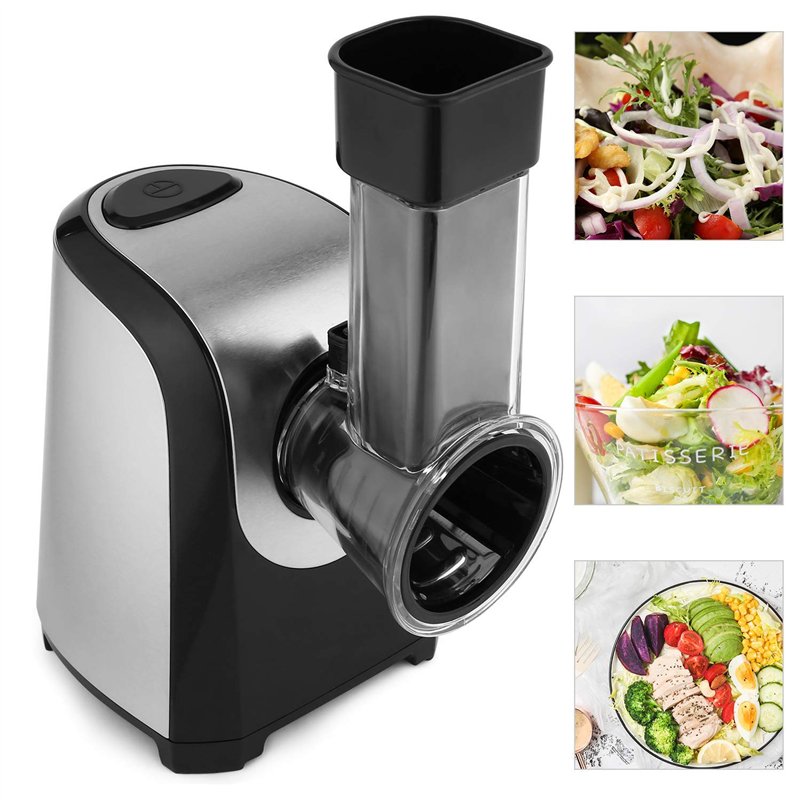 Image secondaire de COOCHEER Découpe légumes électrique, 5 en 1 Râpe et Hachoir Electrique 150W, Argent, pour Fromage, Carottes, Concombres
