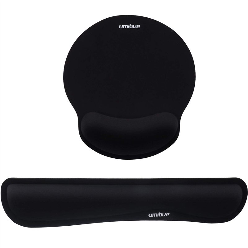 Umitive Tapis de Souris Ergonomique and Repose Poignet Clavier, Poignet Support en Mousse Mémoire, Base Antidérapant, Imperméabl