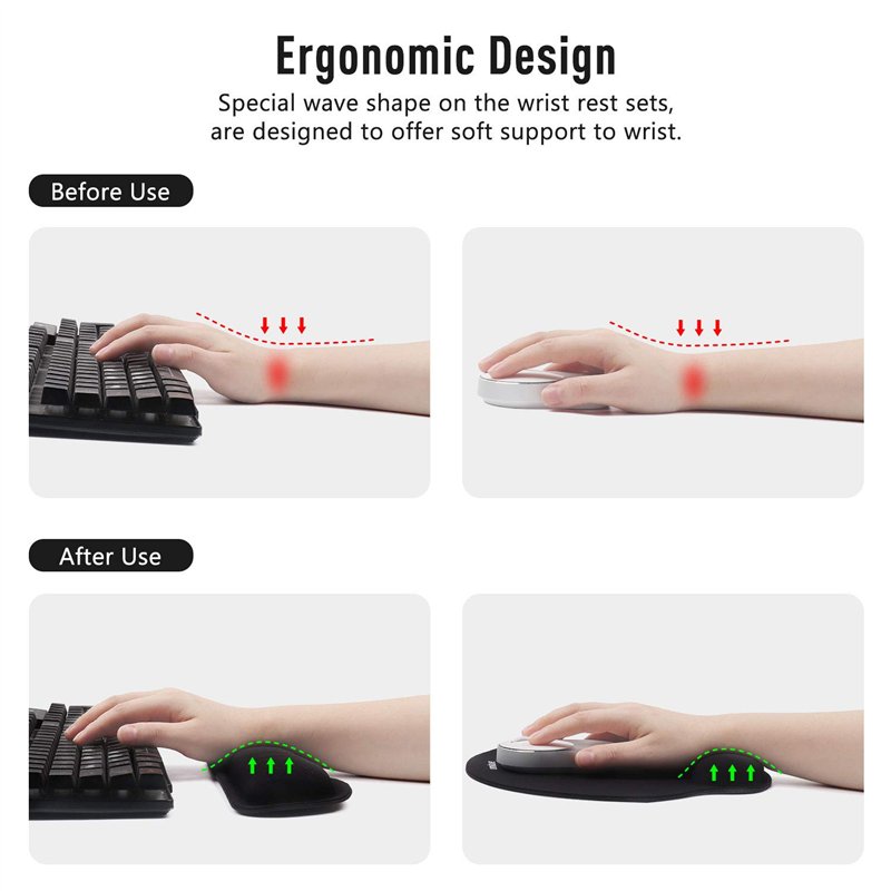 Image secondaire de Umitive Tapis de Souris Ergonomique and Repose Poignet Clavier, Poignet Support en Mousse Mémoire, Base Antidérapant, Imperméabl