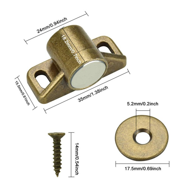 Image secondaire de TANCUDER 4PCS Aimant pour Porte Placard Loquet de Porte Magnétique Fermeture de Porte Aimantée avec 4 Rondelles et 12 Vis Fermet