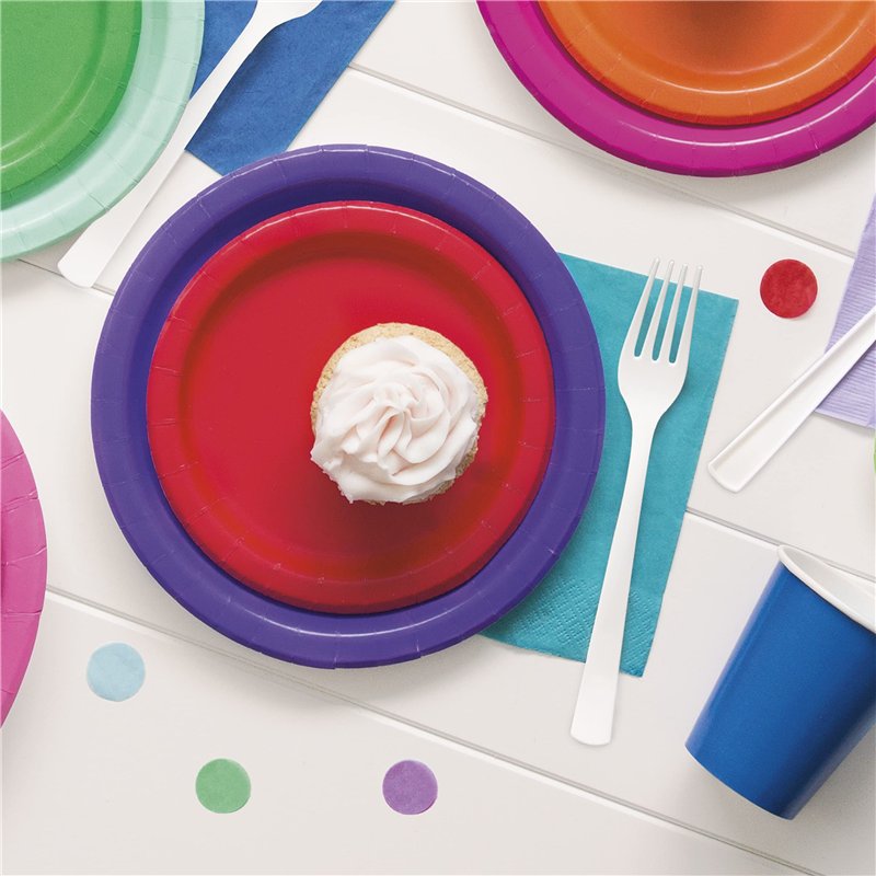 Image secondaire de Unique Party- Assiettes en Carton Écologiques-18 cm-Couleur Rouge-Paquet de 20, 31454EU, Rose