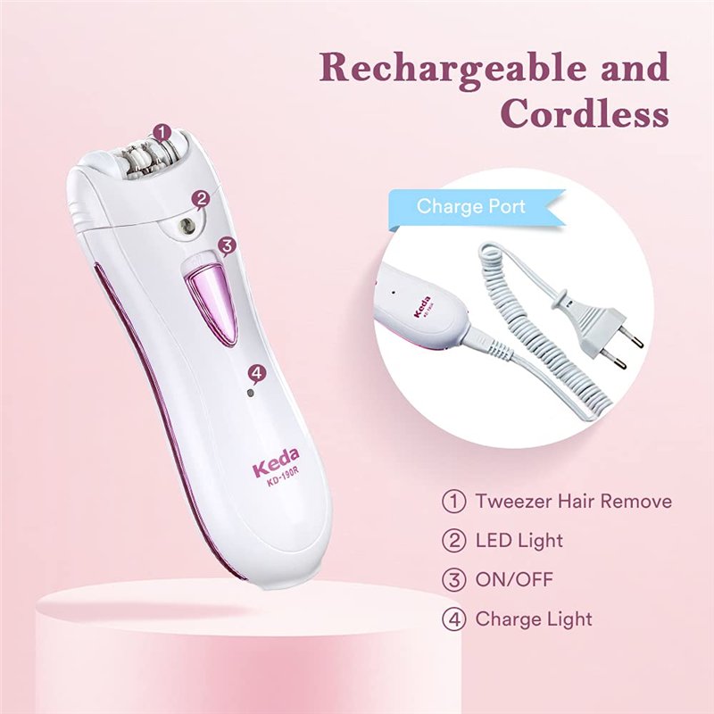 Image secondaire de SHIKING Epilateur, Epilateur Electrique Femme avec Lumière LED, Epilateur Visage Femme Rechargeable approprié pour Aisselles, Ja