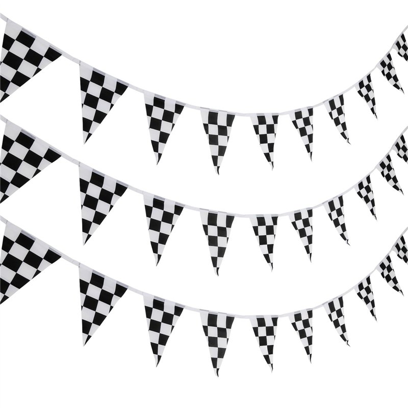 10 Mètres Bannière de Damier Drapeau de Course Accessoire de Bannière de Drapeau de Partie pour la Décoration de Fête du Thème d