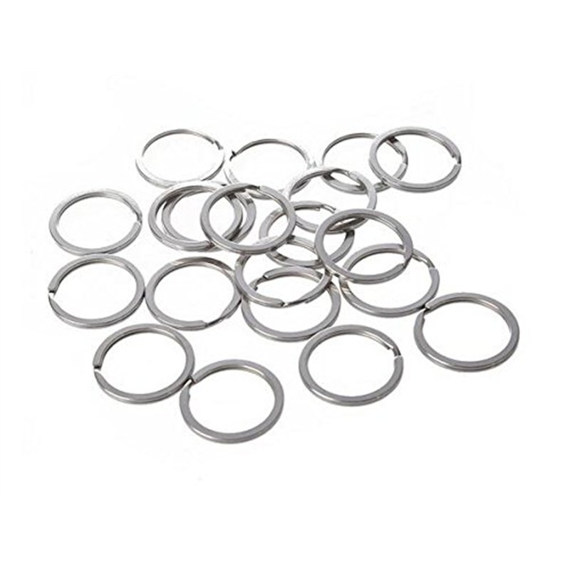 Image secondaire de Lot de 50 anneaux plats fendus en acier inoxydable pour porte-clés - 35 mm