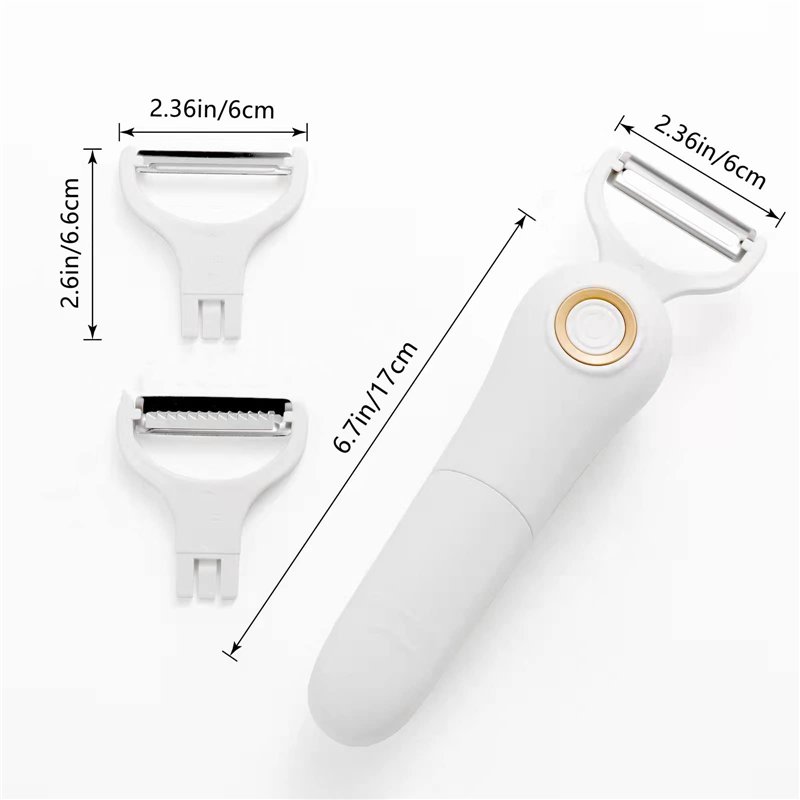Image secondaire de Éplucheur électrique pour fruits et légumes, en acier inoxydable, trancheuse à julienne, trancheuse 3 en 1, outil pour la cuisine
