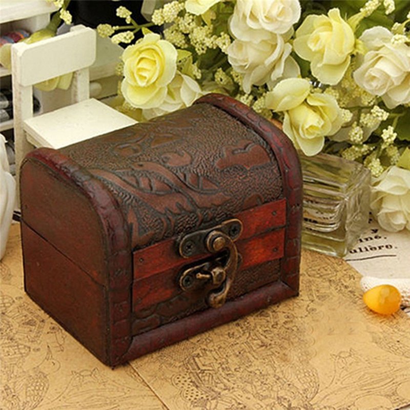 Image secondaire de Petit coffre en bois vieilli pour bijoux, cadeau, etc.