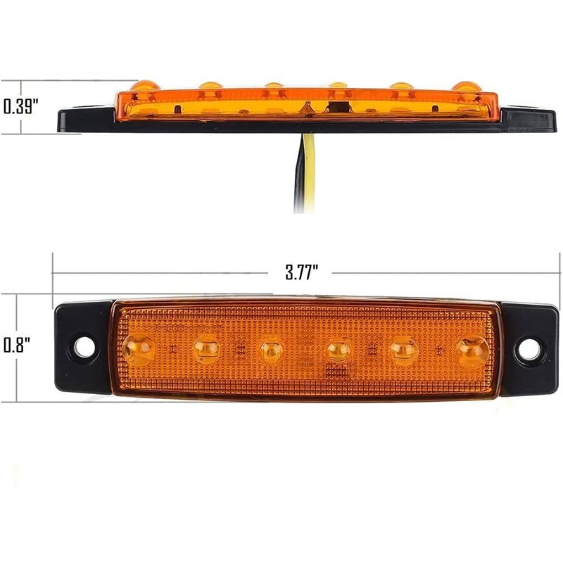 Image secondaire de GSRECY Lot de 10 feux de gabarit latéraux à 6 LED 24 V pour camions, feux de position latéraux et arrière - Jaunes