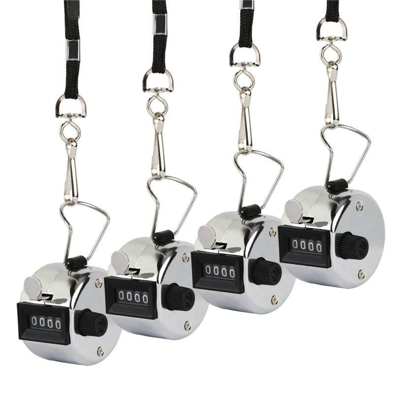 ZoomSky 4 Pcs Compteurs Manuels, Compteur Mécanique à 4 Chiffres Clicker Comptage à Main Compteur de Personnes avec Cordons pour