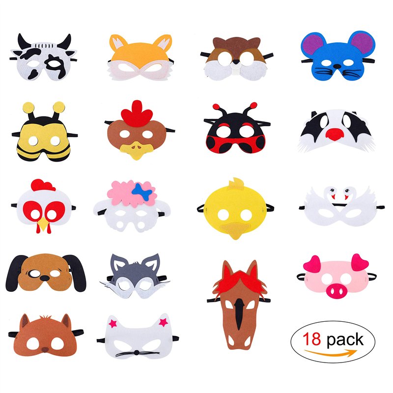 HONGXIN-SHOP Masques pour Enfants Feutre Masques d'animaux avec Corde Élastique pour Cadeaux de Fête Masquerade D'anniversaire N