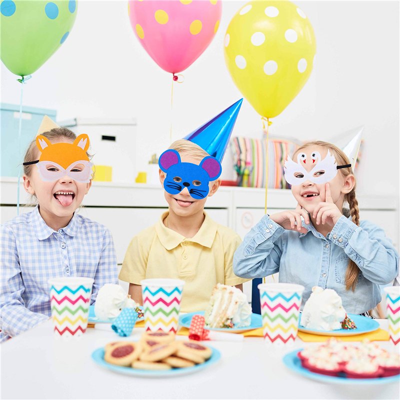 Image secondaire de HONGXIN-SHOP Masques pour Enfants Feutre Masques d'animaux avec Corde Élastique pour Cadeaux de Fête Masquerade D'anniversaire N