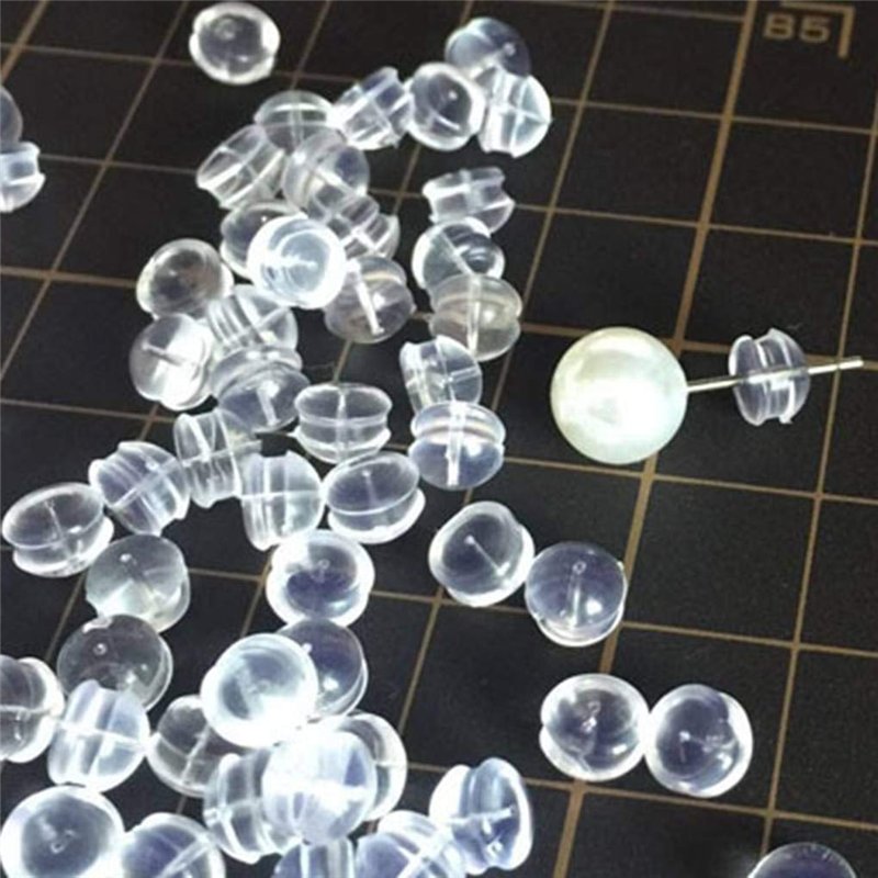Image secondaire de Cunluna 10pcs caoutchouc boucle d'oreille Retour Fiche capuchon Transparente souple en silicone anti-allergique sécurité Boucles