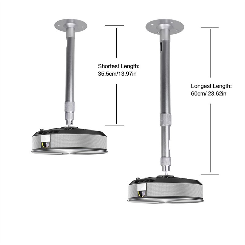Image secondaire de Drsn Support Vidéoprojecteur Plafond Réglable 35-60cm -Jusqu'à 3 kg -Pivotant à 360°, pour Mini Projecteur Caméras CCTV DVR- All