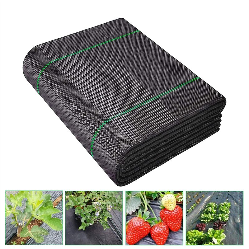 Géotextile-2M x 5M Toiles de Paillage, Toile Anti-Mauvaises Herbes, Bache Noire Agricole, Barriere Anti Racine, Tissu Perméable 