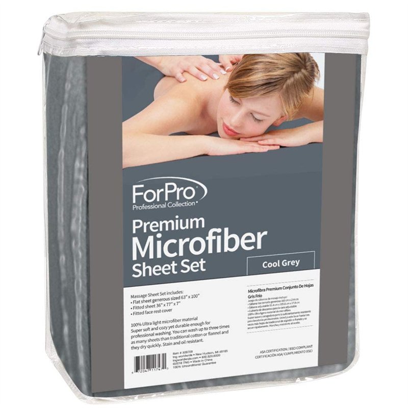 Image secondaire de ForPro Professional Collection - Ensemble de draps de massage 3 pièces en microfibre de qualité supérieure, ultra léger, résistant