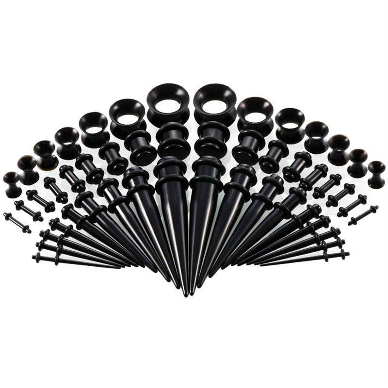 tonyg-p 50 pièces Kit d'étirement des Oreillettes Ecarteur Jauges Expansion Oreille Tunnel 14G-00G silicone, bouchons en acryliq