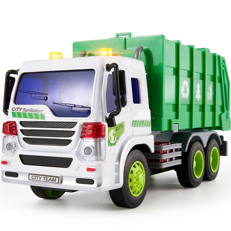 HERSITY Camion Poubelle Jouet Enfant avec Son et lumière, Gros Camion Jouet Voiture à Friction Véhicule Educatifs Cadeau pour 3