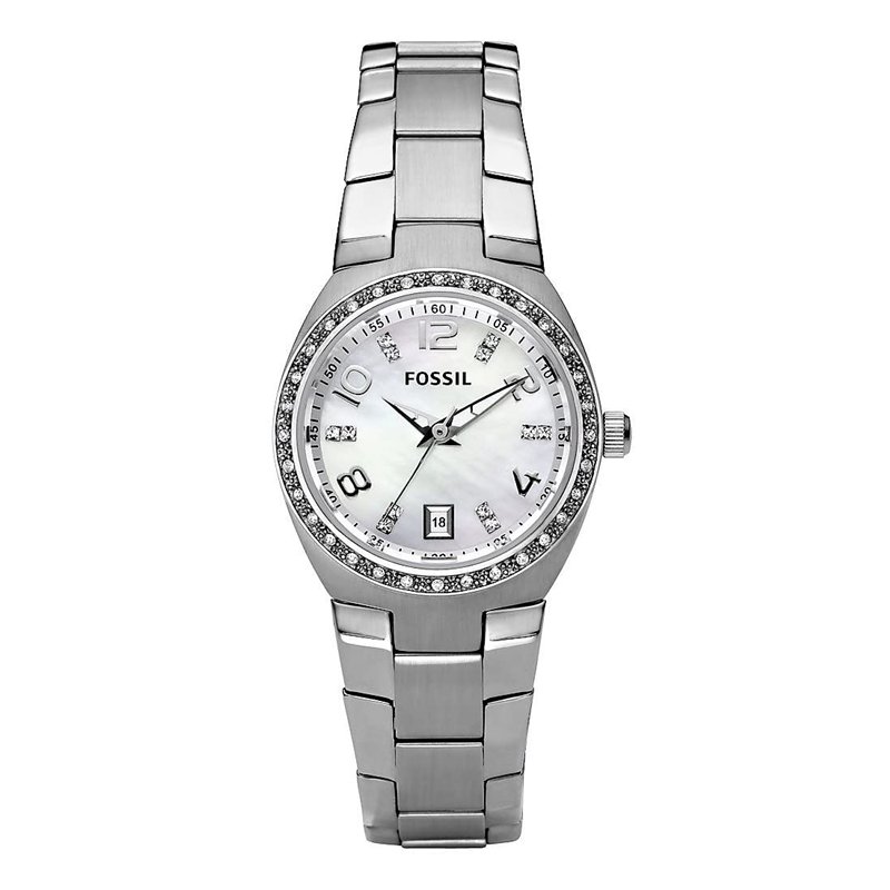 Fossil Montre pour femmes Colleague, mouvement à quartz, boîtier en acier inoxydable argenté de 28 mm avec bracelet en acier ino