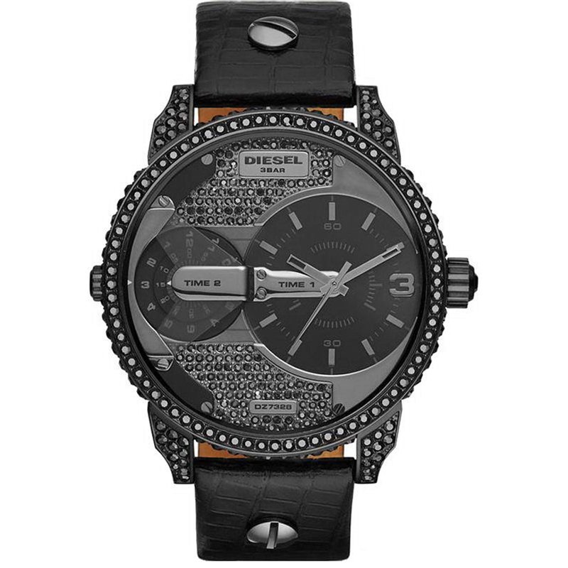 Diesel Montre Mini Daddy à trois aiguilles en acier inoxydable pour homme, noire