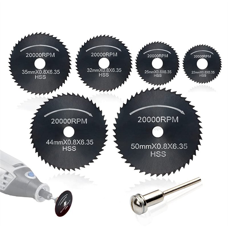 7pc HSS lames de scie outil rotatif, (Acier de nitruration) circulaire Disques de lame de scie, (disque à tronçonner en bois) po