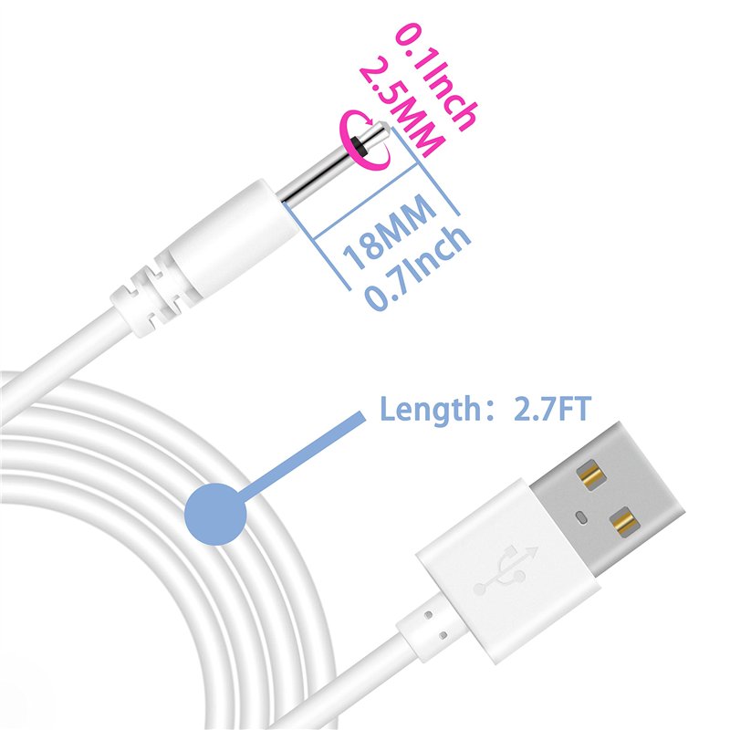 Image secondaire de Bicmicles 2,7ft(80 cm) câble de recharge USB DC 2,5mm câble de recharge DC câble de remplacement de recharge rapide Ordinateur -