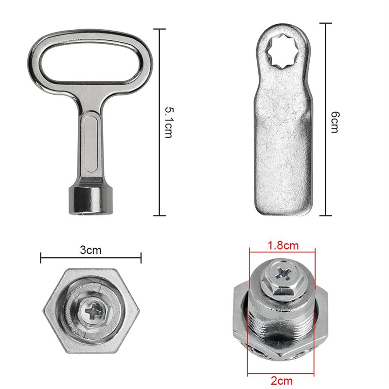 Image secondaire de WENRERO 2 Pièces Serrure à Came Cylindrique Verrou à Came en Alliage de Zinc Serrure à Came avec Clé à Douille Triangulaire Serr
