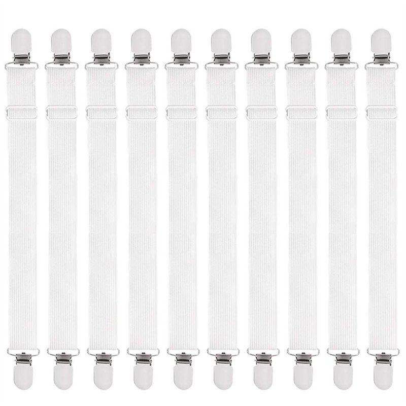 SPTwj 10pcs Sangles Draps de Lit, Tendeur Drap Housse Élastique, Réglable Drap de Lit Attaches pour draps Matelas Canapé, etc -B